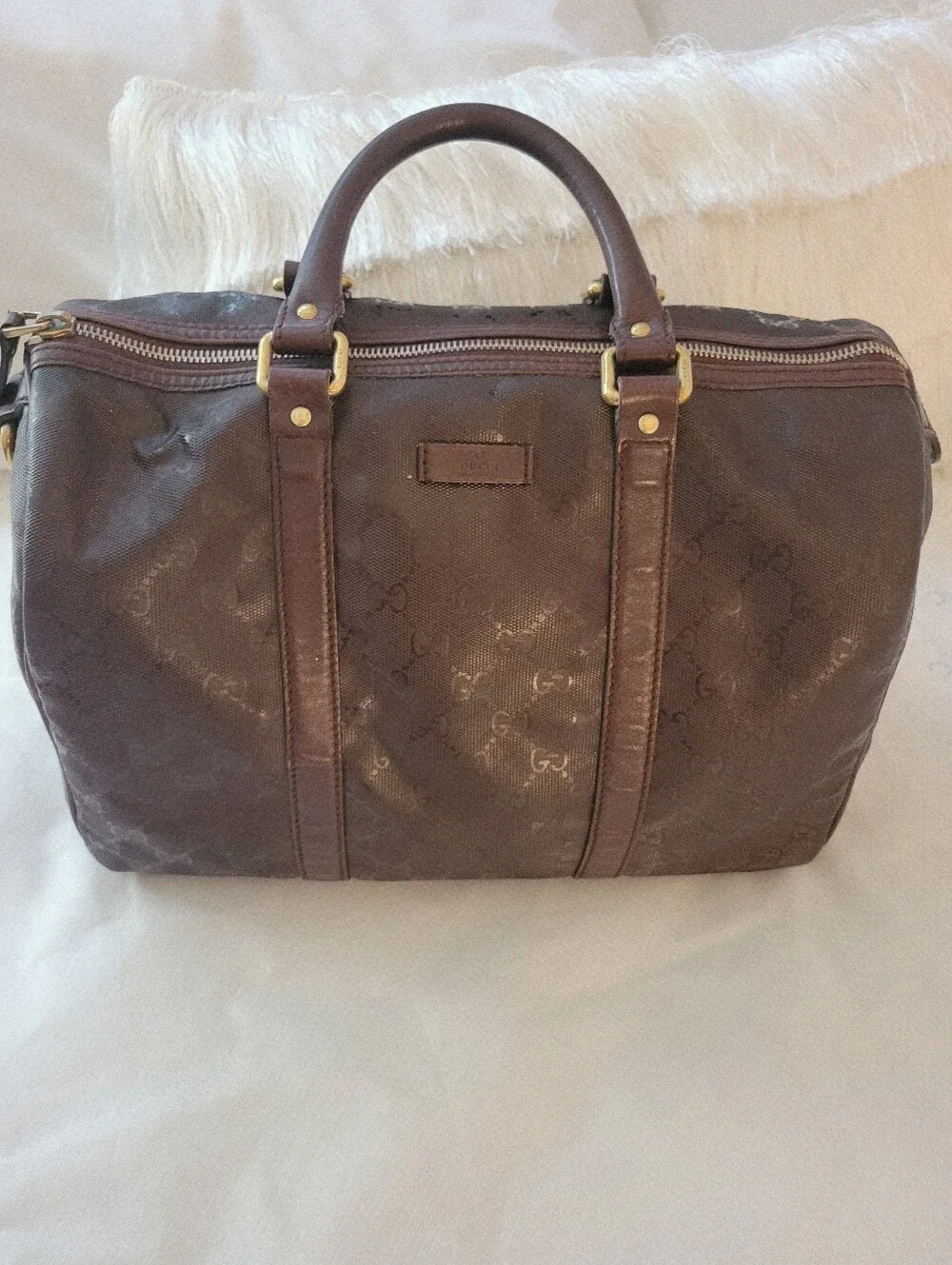 Gucci GG Imprime Medium Joy Boston Bag Bordeaux Monogram